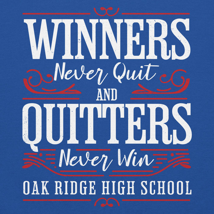 Close-up view of Oak Ridge High School War Eagles Royal Blue Classic Unisex Hoodie 237