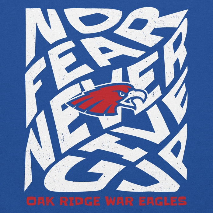 Close-up view of Oak Ridge High School War Eagles Royal Blue Classic Unisex Hoodie 236