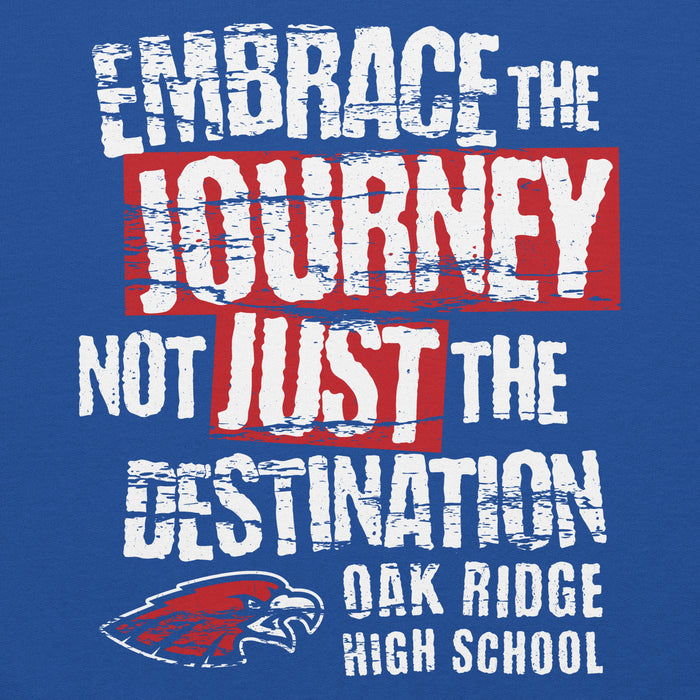 Close-up view of Oak Ridge High School War Eagles Royal Blue Classic Unisex Hoodie 232