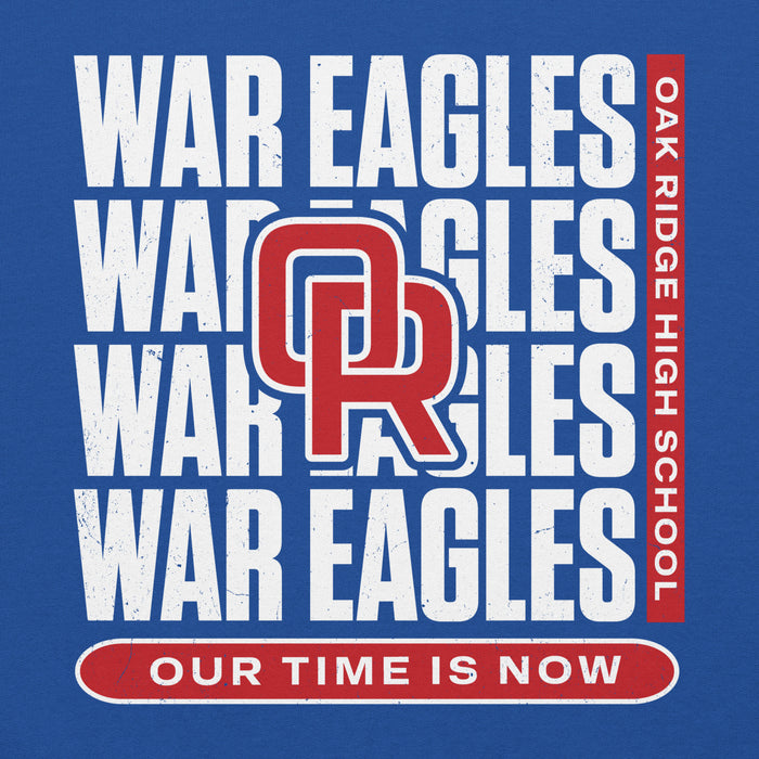 Close-up view of Oak Ridge High School War Eagles Royal Blue Classic Unisex Hoodie 235