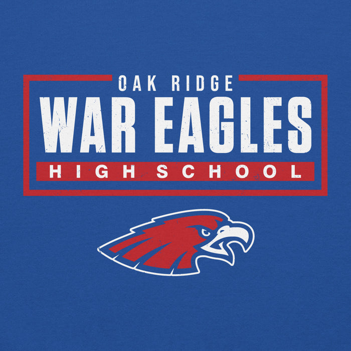 Close-up view of Oak Ridge High School War Eagles Royal Blue Classic Unisex Hoodie 049