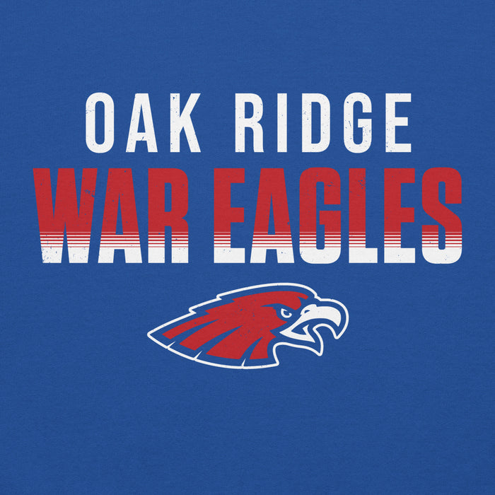 Close-up view of Oak Ridge High School War Eagles Royal Blue Classic Unisex Hoodie 024