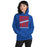 Woman wearing Sam Houston High School Texans Royal Blue Classic Unisex Hoodie 241