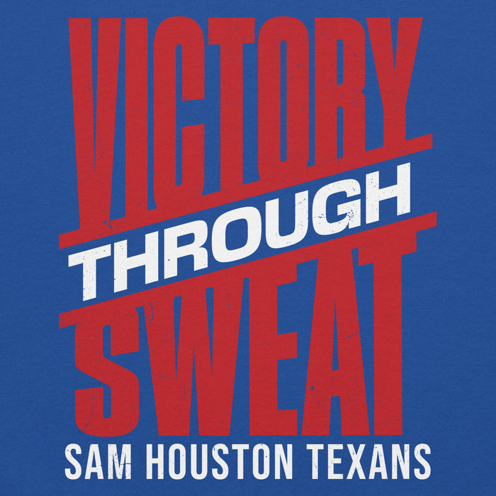 Close-up view of Sam Houston High School Texans Royal Blue Classic Unisex Hoodie 241