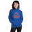 Woman wearing Sam Houston High School Texans Royal Blue Classic Unisex Hoodie 222