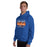 Man wearing a Grand Oaks High School Grizzlies Royal Classic Unisex Hoodie 05