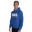 Man wearing a Grand Oaks High School Grizzlies Royal Classic Unisex Hoodie 07