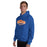 Man wearing a Grand Oaks High School Grizzlies Royal Classic Unisex Hoodie 09