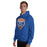 Man wearing a Grand Oaks High School Grizzlies Royal Classic Unisex Hoodie 14