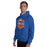 Man wearing a Grand Oaks High School Grizzlies Royal Classic Unisex Hoodie 15