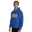 Man wearing a Grand Oaks High School Grizzlies Royal Classic Unisex Hoodie 72