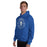 Man wearing St. Frederick High School Warriors Royal Blue Classic Unisex Hoodie 201