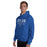 Man wearing Taylor High School Mustangs Royal Blue Classic Unisex Hoodie 003