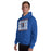 Man wearing Grand Oaks High School Grizzlies Royal Blue Classic Unisex Hoodie 223