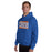 Man wearing Grand Oaks High School Grizzlies Royal Blue Classic Unisex Hoodie 098