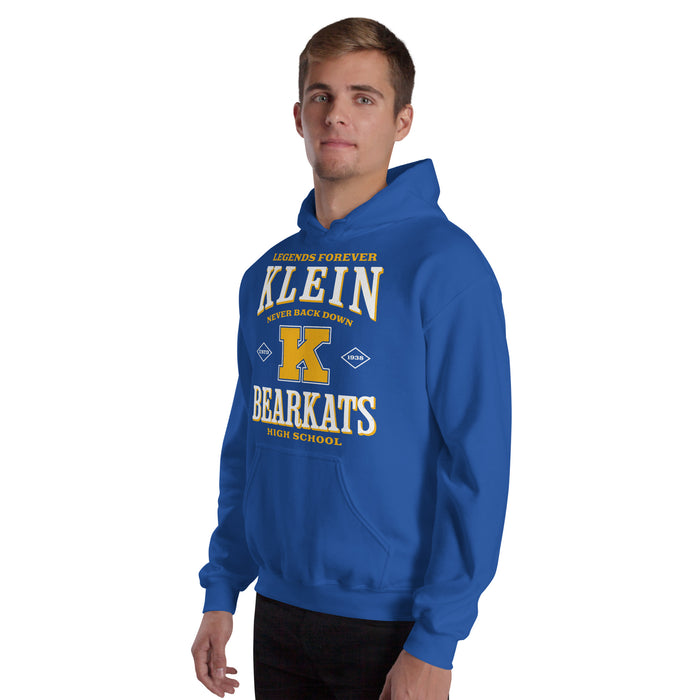 Man wearing Klein High School Bearkats Royal Blue Classic Unisex Hoodie 230