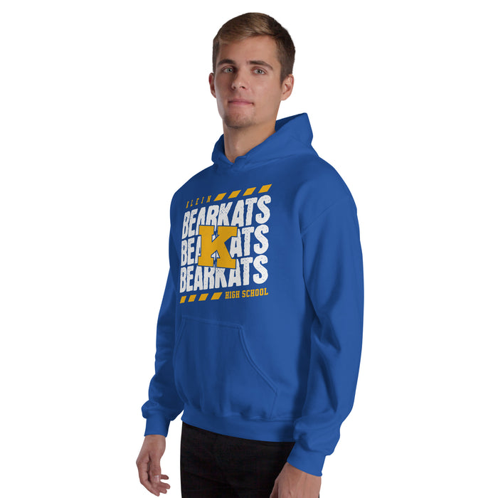 Man wearing Klein High School Bearkats Royal Blue Classic Unisex Hoodie 223