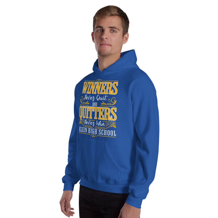 Man wearing Klein High School Bearkats Royal Blue Classic Unisex Hoodie 237