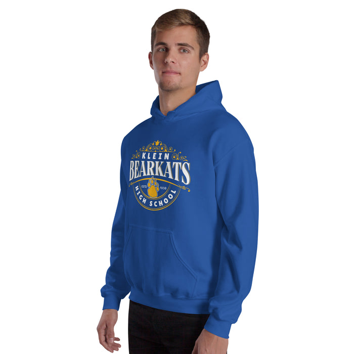 Man wearing Klein High School Bearkats Royal Blue Classic Unisex Hoodie 211