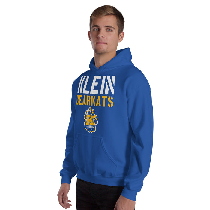 Man wearing Klein High School Bearkats Royal Blue Classic Unisex Hoodie 017