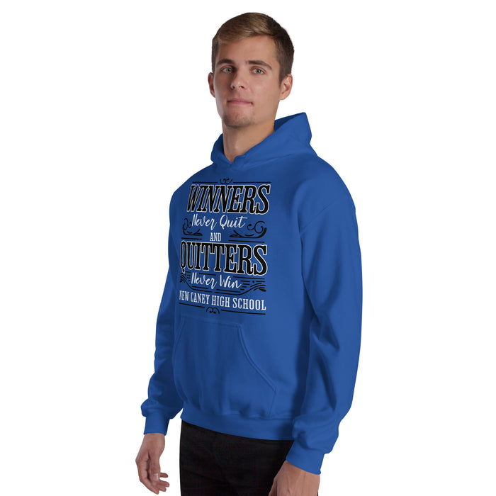 Man wearing New Caney High School Eagles Royal Blue Classic Unisex Hoodie 237