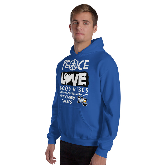 Man wearing New Caney High School Eagles Royal Blue Classic Unisex Hoodie 240