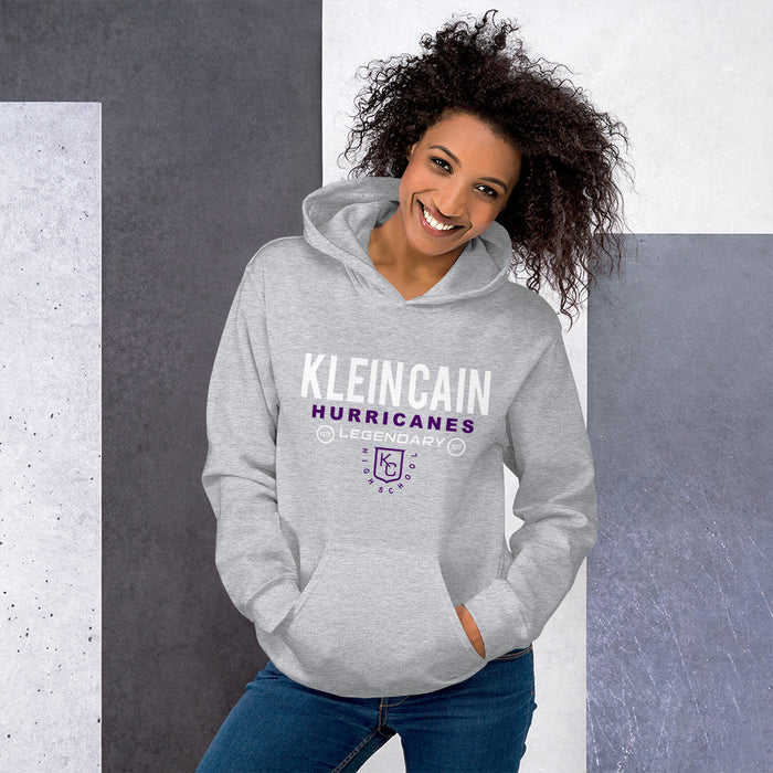 Woman wearing a Klein Cain High School Hurricanes Sport Grey Classic Hoodie 03