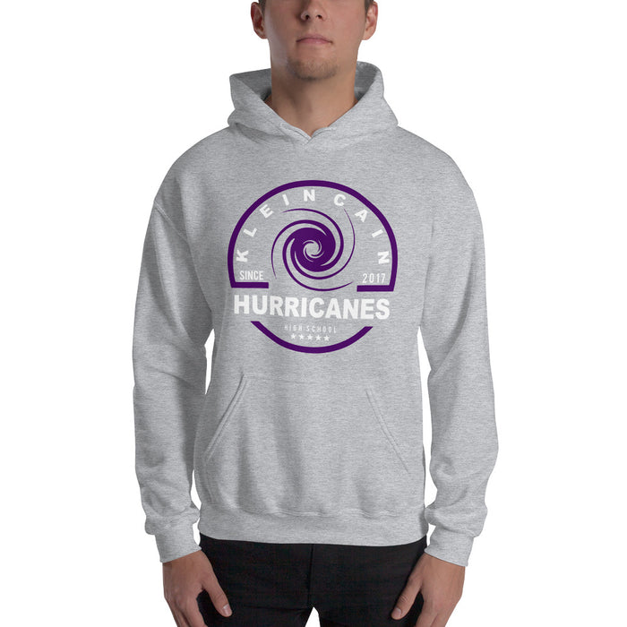 Man wearing a Klein Cain High School Hurricanes Sport Grey Classic Hoodie 04