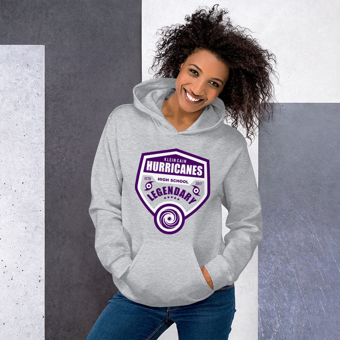 Woman wearing a Klein Cain High School Hurricanes Sport Grey Classic Hoodie 14