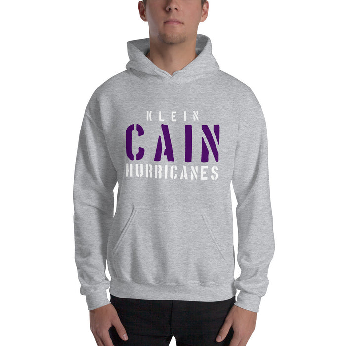 Man wearing a Klein Cain High School Hurricanes Sport Grey Classic Hoodie 17