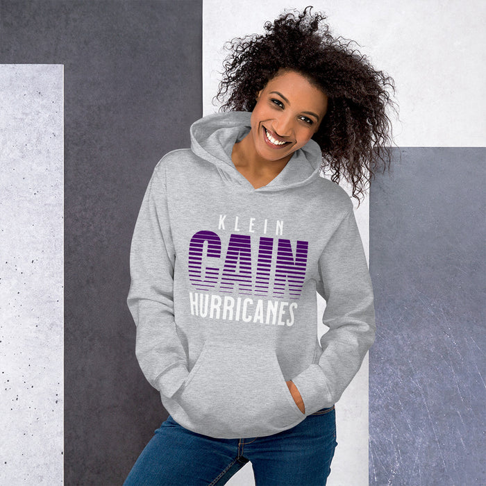 Woman wearing a Klein Cain High School Hurricanes Sport Grey Classic Hoodie 24