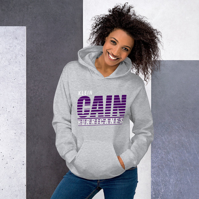 Woman wearing a Klein Cain High School Hurricanes Sport Grey Classic Hoodie 32