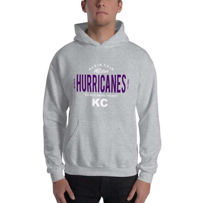 Man wearing a Klein Cain High School Hurricanes Sport Grey Classic Hoodie 40