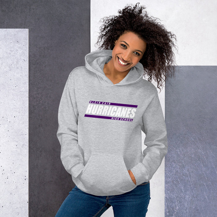 Woman wearing a Klein Cain High School Hurricanes Sport Grey Classic Hoodie 72