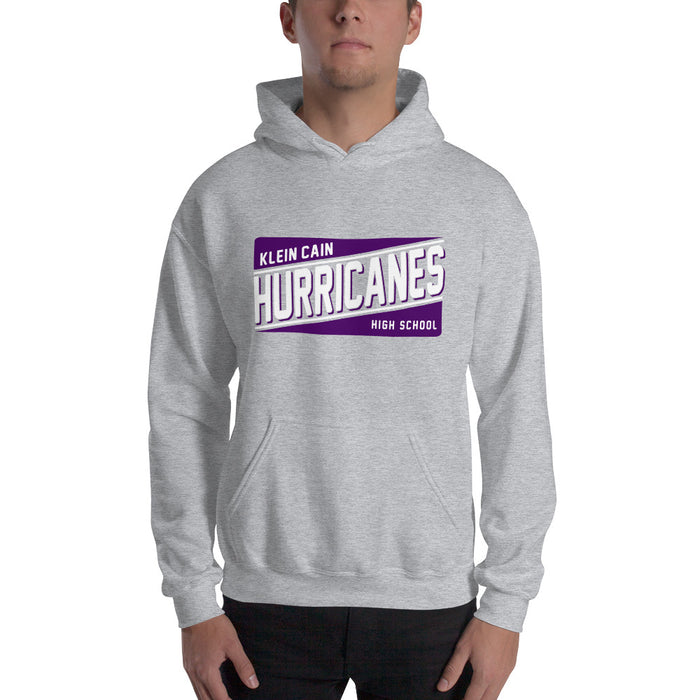 Man wearing a Klein Cain High School Hurricanes Sport Grey Classic Hoodie 84