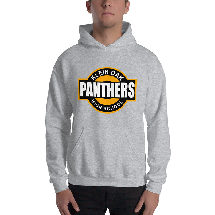 Man wearing a Klein Oak High School Panthers Sport Grey Classic Unisex Hoodie 11