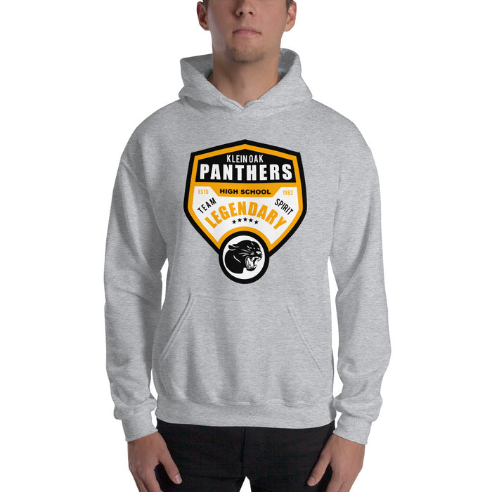 Man wearing a Klein Oak High School Panthers Sport Grey Classic Unisex Hoodie 14