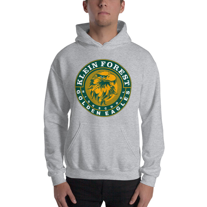 Man wearing a Klein Forest High School Sport Grey Classic Unisex Hoodie 02