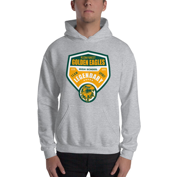 Man wearing a Klein Forest High School Sport Grey Classic Unisex Hoodie 14