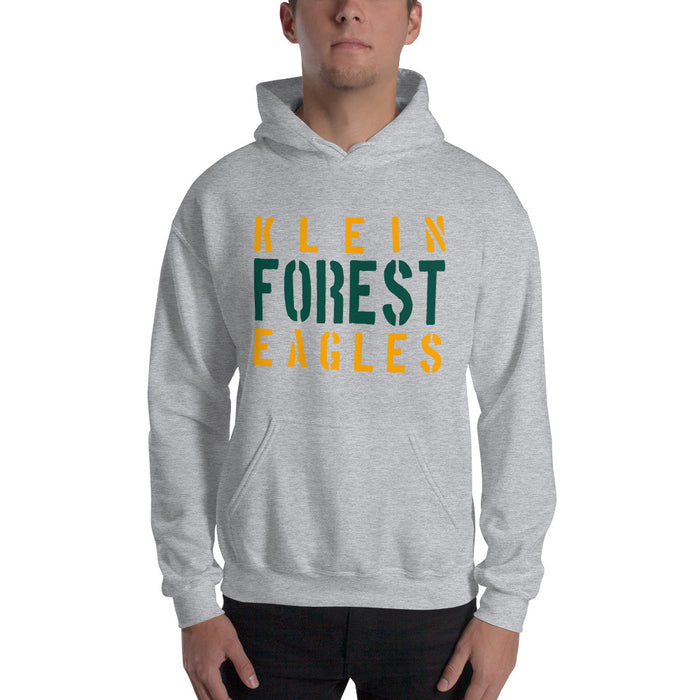 Man wearing a Klein Forest High School Sport Grey Classic Unisex Hoodie 17