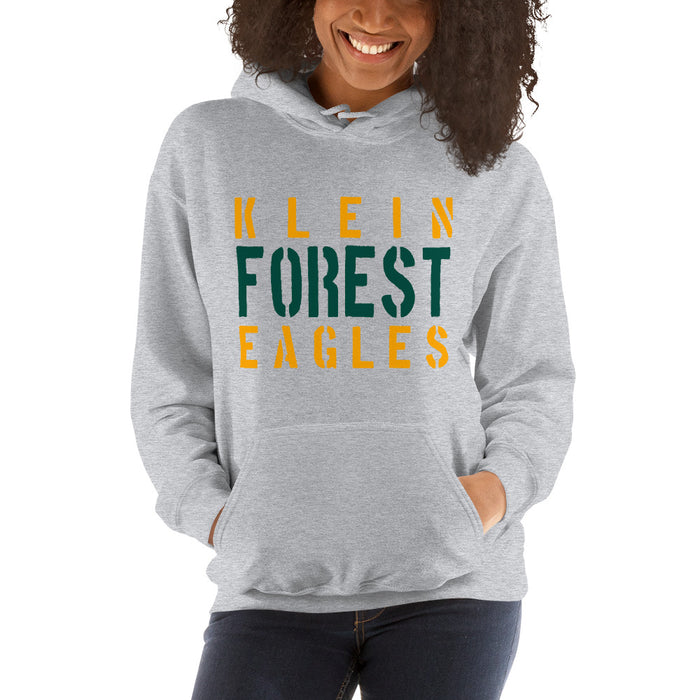 Woman wearing a Klein Forest High School Sport Grey Classic Unisex Hoodie 17