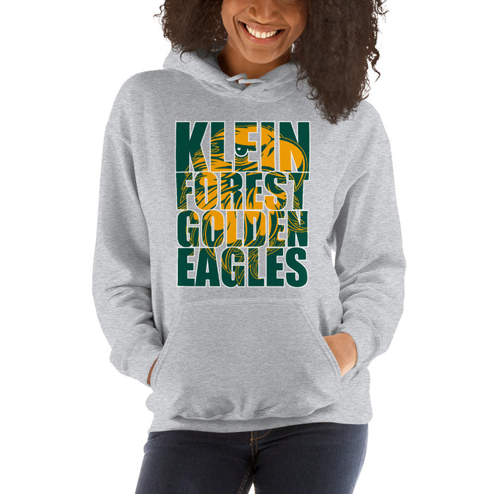 Woman wearing a Klein Forest High School Sport Grey Classic Unisex Hoodie 20