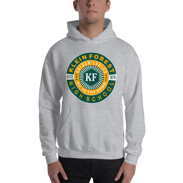 Man wearing a Klein Forest High School Sport Grey Classic Unisex Hoodie 30