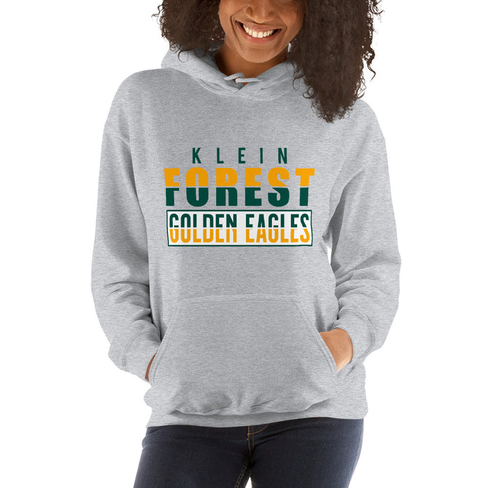 Woman wearing a Klein Forest High School Sport Grey Classic Unisex Hoodie 31