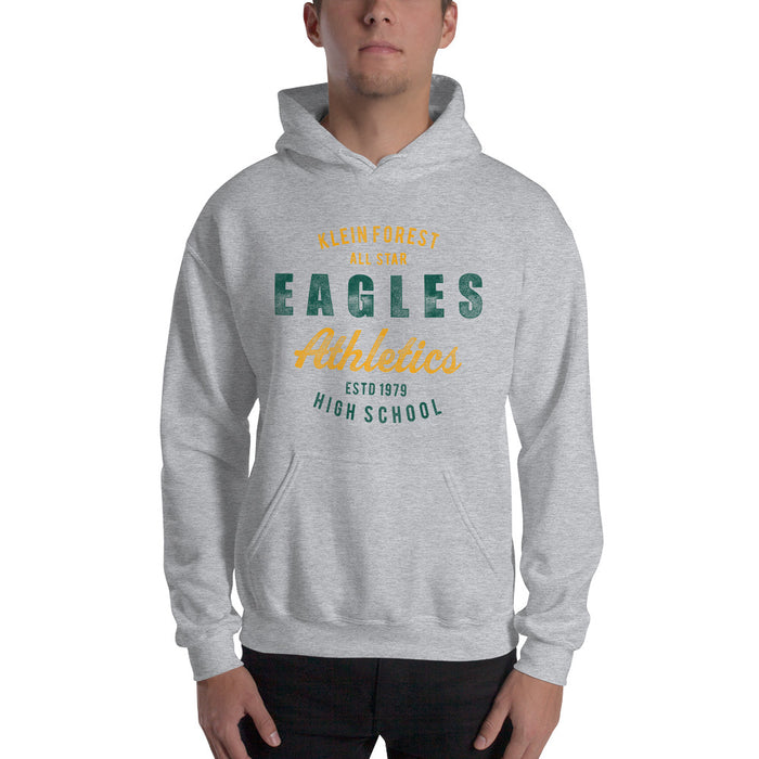 Man wearing a Klein Forest High School Sport Grey Classic Unisex Hoodie 34