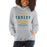 Woman wearing a Klein Forest High School Sport Grey Classic Unisex Hoodie 34