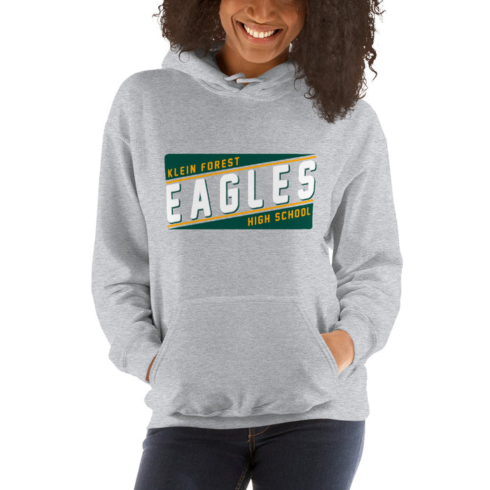 Woman wearing a Klein Forest High School Sport Grey Classic Unisex Hoodie 84