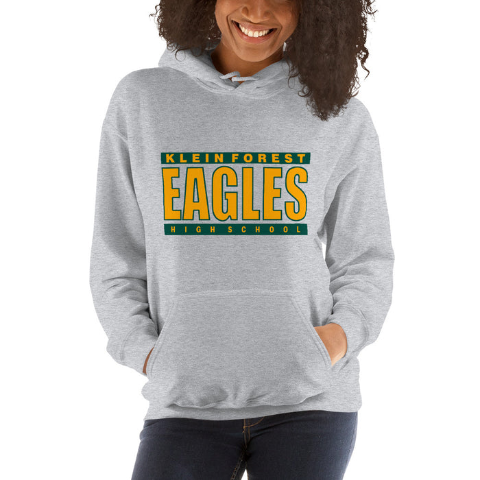 Woman wearing a Klein Forest High School Sport Grey Classic Unisex Hoodie 98