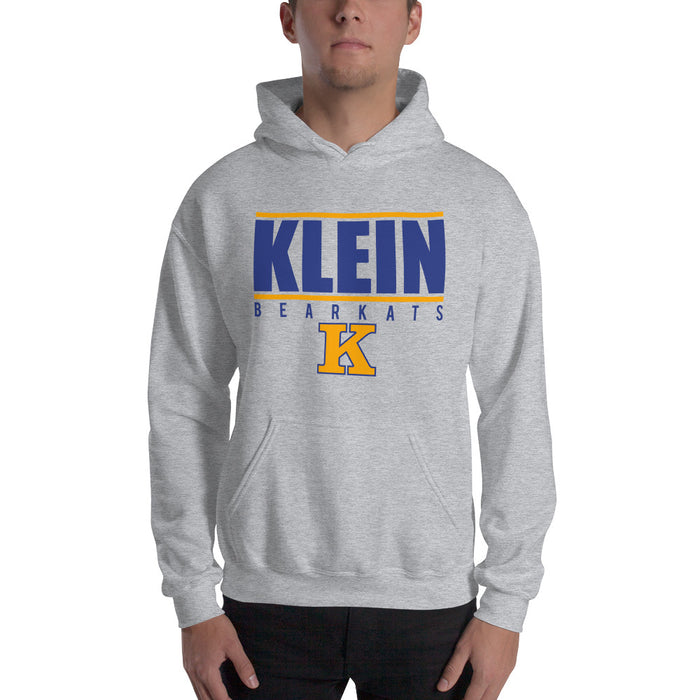 Man wearing a Klein High School Bearkats Sport Grey Classic Unisex Hoodie 07