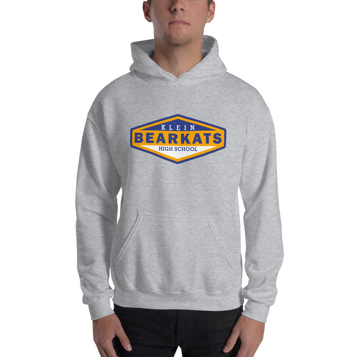 Man wearing a Klein High School Bearkats Sport Grey Classic Unisex Hoodie 09